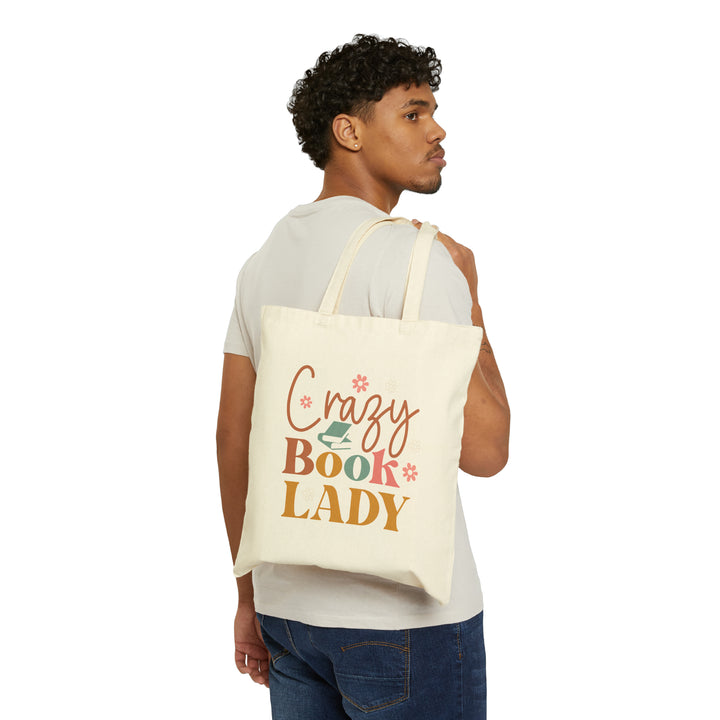 Crazy Book Lady Cotton Canvas Tote Bag