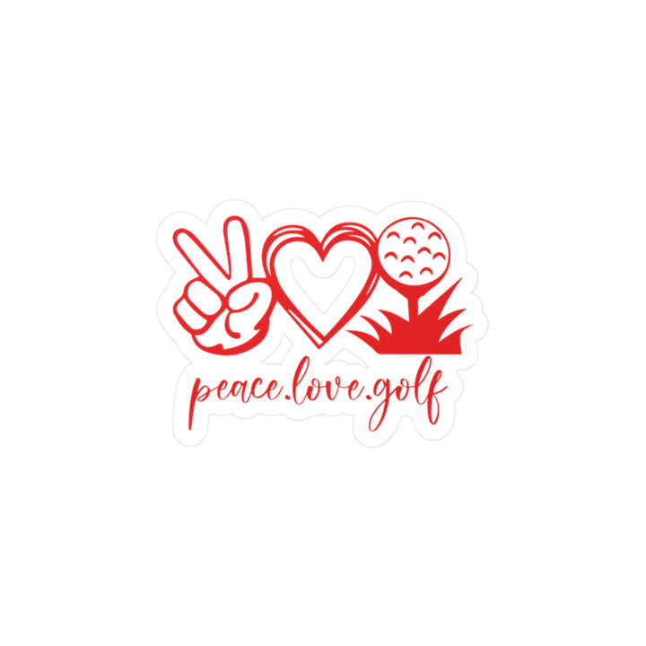 Peace Love Golf Red Kiss-Cut Vinyl Decals